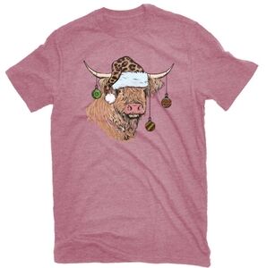 🎄[2 For $16]🎄Festive Highland Cow Holiday Unisex T-Shirt